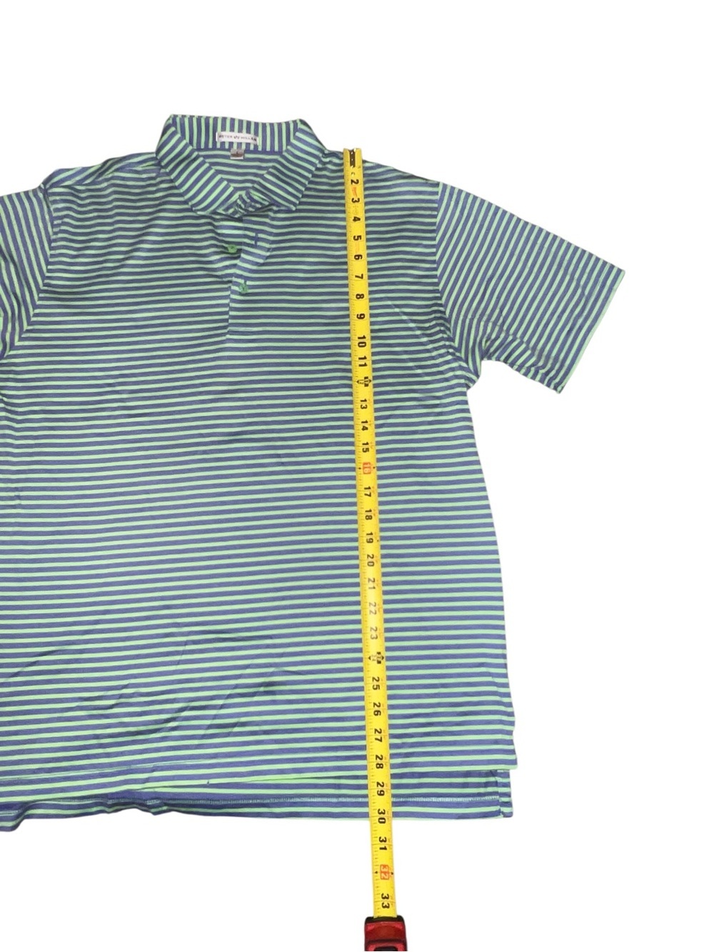 Peter Millar Purple & Green Striped Polo Golf Shirt Men’s Large 100% Cotton Sz L - Picture 5 of 7